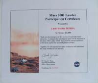 Mars Lander 2001 partecipation certificate
